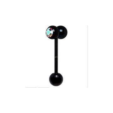 Black Anodized Titanium Aurora Gem Hammer Barbell Tongue Ring