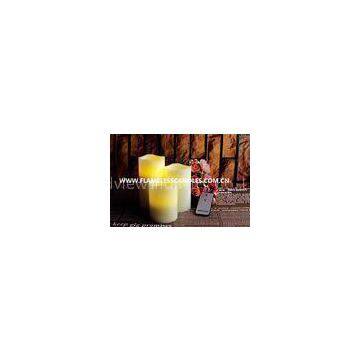 Battery Operated Unscented LED Wax Pillar Candles , Flickering Flameless Candles with Remote