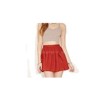 Solid Color Mini Skater Skirt With Pocket