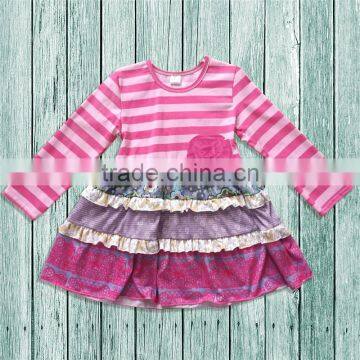 Top Quality Stripe Ruffle Gril Boutique Dress photo-3