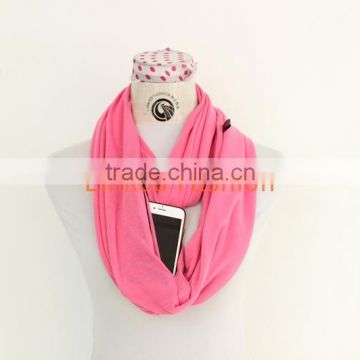 Fashion Cotton Scarf With Zipper Pocket Head Scarf