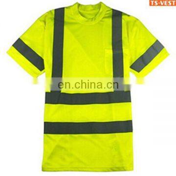 140gsm eye bird fabric yellow men sports reflective T-shirt