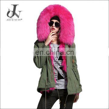 China Supplier Army Style Hoodies Detachable Fox Down Coat with Raccoon Fur Collar Jackets