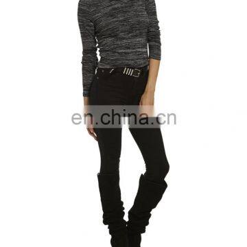 Ladies Basic Top Crafted in a Polyester Blend and Featuring Knit High Neck and Crop Bodice photo-2