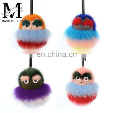 2016 New Gift Cute Fox Real Fur Ball Fluffy Keychain Charm Car Fur Accessories