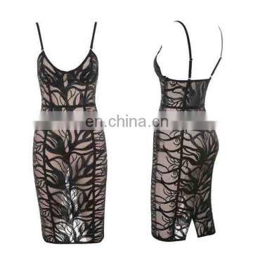 Women's Sleeveless Spaghetti Strap See Through Mesh Bondycon Club Dresses Women Dresses