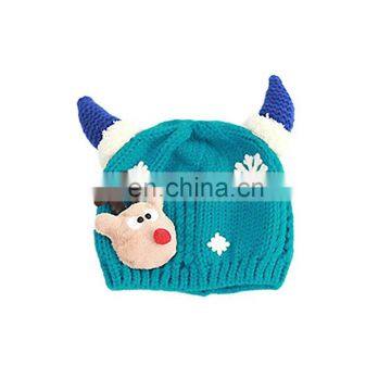 New Style Toddler Kids Cartoon Christmas Elk Horn Crochet Knitted Reindeer Hat photo-4