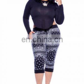 ladies trousers prnted design capri wholesale clothing apparel