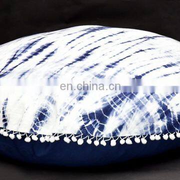 Round Pillow Cover Latest Design Cushion Cover Indian 2017 Round Meditation Ottoman Pouf 32" Hand Tie Dye Shibori Print