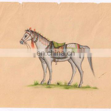 Indian Miniature Art Painting Royal Animal Wall Decor Original Water Color Paper Painting