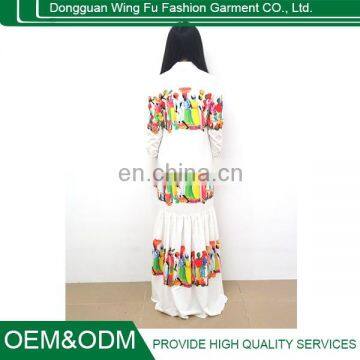 Beautiful printing Dress For Young Girl long Sleeve Lady Casual Dress