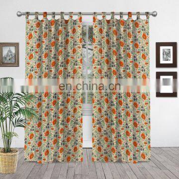 Hand Block Print Tapestry Indian Curtain 100% Cotton Fabric Curtains Window Drapery Decor