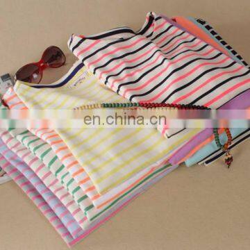 top grade lady 3/4 sleeves blouse design/lady stripe shirt