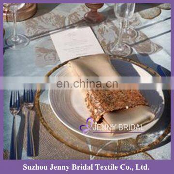 NP022B embroidered napkins wedding decoration table decoration wedding napkin sequin band