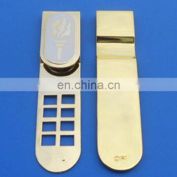 gold personalize metal paper clips with laser logo, torch bookmarks