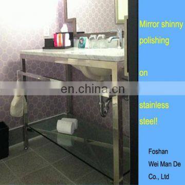 Polished Chrome Hotel and Inn Bathroom Vanity Leg Frame for Carrara Marble Top photo-4
