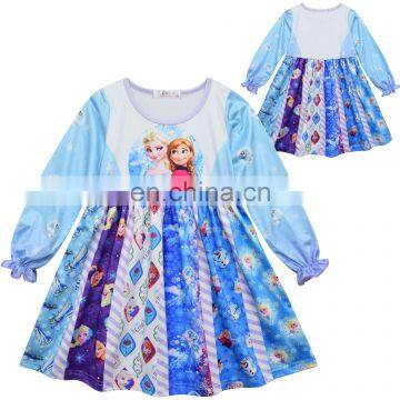 kids dress 2020 new full sleeves print girls dress children clothes