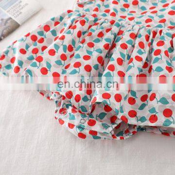 2020 Summer Baby Girls Clothes Brand New Rompers Clothing Fashion Cute Cherry Prints Kids Clothing + Hairband Toddler Girl Dress