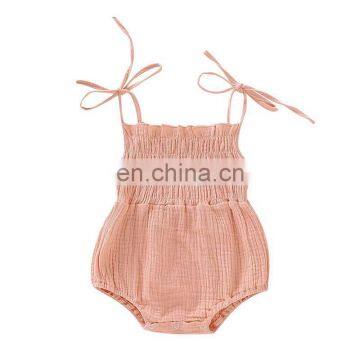 6 Colors Linen New Lovely Retro Baby Girls Lace Up Romper Soft Cotton Summer Sleeveless Strap Toddler Pleated Jumpsuit Overalls photo-5
