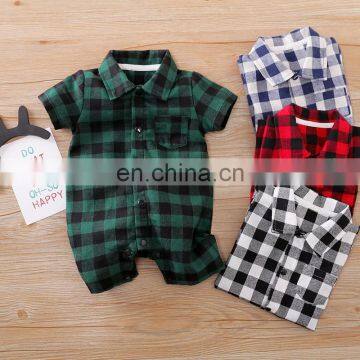 Christmas Winter Newborn Baby Rompers Girl Boy Toddler Plaid Jumpsuit Playsuit Long sleeve short sleeve Clothes Set