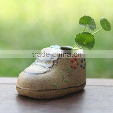 Chinese Ceramic Blue and White Shoes Flower Pot / Mini White Ceramic Flower Pots photo-3