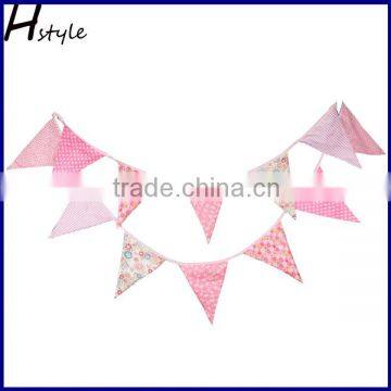 Pinks, Stripes and Spots Handmade Fabric Bunting, Double Sided Cotton Flags PL038