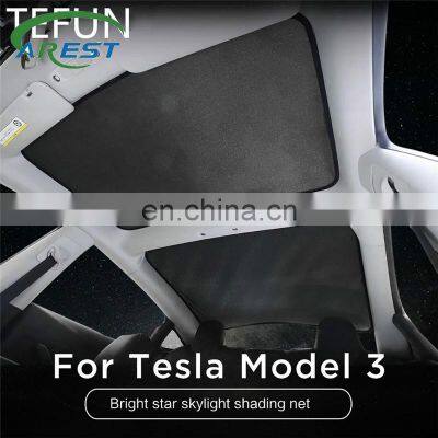 Functional accessories for Tesla Model 3 Glitter starry sky style Glass Roof Sunshade Car Skylight Blind Shading Net