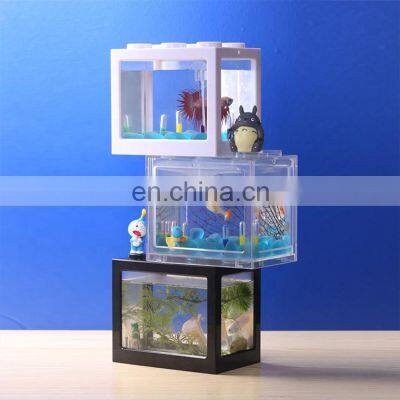 360 View USB Lamp Aquarium Transparent Acrylic bettas fish tank Small fish Aquarium