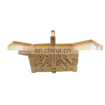 Nice quality folding wooden sewing box with handle