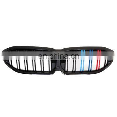 2019+  grille  tricolor  double line slats For BMW New 3 Series G20 G28 Front Bumper Grille