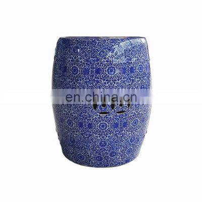 Home furniture high quality ceramic porcelain antique blue and white stool