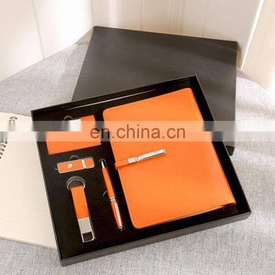 Luxury Packaging Corporate Gift Set With Notebook Ballpen Card Holder Usb Flash Drive & Card Holder Custom Logo