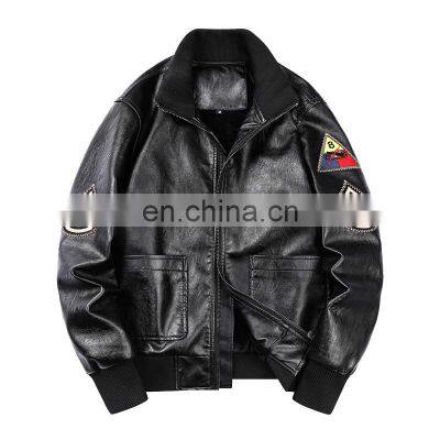 Top Fashion Men Casual Leather Bomber Motorcycle Stand 2021 S Windbreaker Zip Jean Jacket For Man