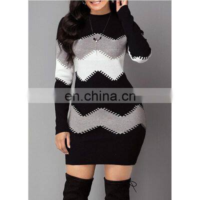 Wholesale Custom-made Women's Spring and Autumn Long-sleeved Long-necked Sweater Pullover Dress photo-2