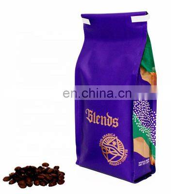 Custom Printed 250g/500g/1kg Coffee Bean Packaging Bag Flat Bottom Bag With Vavle/tin Tie