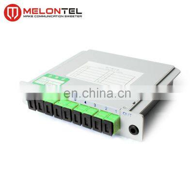 MT-1081-8 Factory LGX type 1:8 Insert Card Box Type PLC Splitter With SC A.PC Adaptor