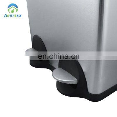 Горячее предложение! Металлический мусорный бак на 40 л/50 л с педальным приводом и двумя отделениями photo-3