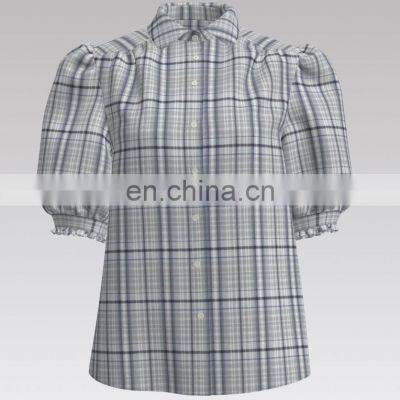 2022 Best Sale BCI Cotton Yarn Dyed Seersucker Check Design