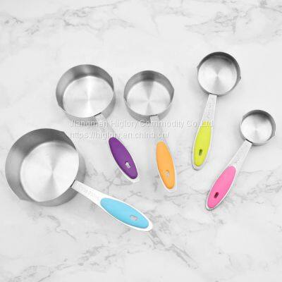 Eco Friendly 10pcs Stainless Steel Silicone Handle Measuring Cup and Measuring Spoon Baking Tools for Tea Coffee Kitchen photo-4