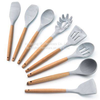 Kitchen Accessories Home and Kitchen Cookware Sets PRIVATE LABEL 9 PCS MARBLE SILICONE UTENSILS SET photo-5