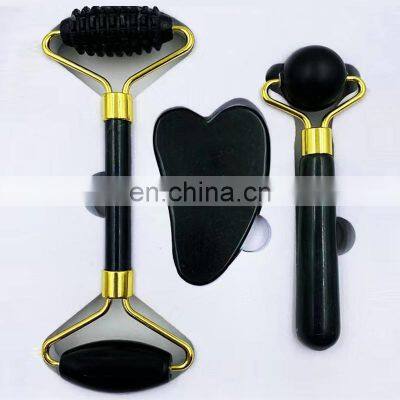 3 in 1 Natural Original Custom Mini Green Facial Massager Jade Roller Gua Sha Set