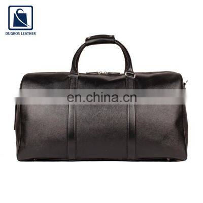 Fashion Style Polyester Lining Material and Nickle Fittings Unique Design Travel Genuine Leather Duffel Bag for Men