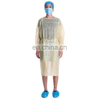 Source Manufacturer Disposable Yellow PP Non-woven Elastic Cuff Dustproof Clothing Isolation Gown