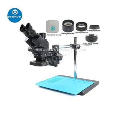 3.5X-90X Trinocular Stereo Zoom Microscope With 36MP Video Camera