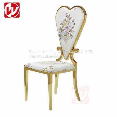 Hotel Restaurant Furniture Used Gold Stainless Steel Banquet Chair Heart Back Design Wedding Chairs