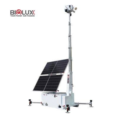 HiSKID-II Solar Power CCTV Tower With Skid Base for Construction Site Security