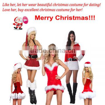 2015 New TOP QUALITY Complete Costume velvet suits designs sexy warm christmas costume SUIT