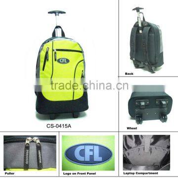 High Quality Hot sale men newest special promotional Trolley Backpack polyester green and black