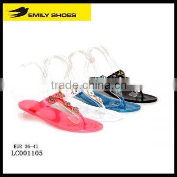 Lady's colorful jelly slipper with flower chain