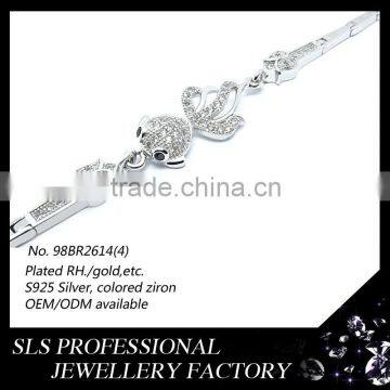 925 silver jewelry wholesale bracelets for kids jewelleries goldfish with Rose flower designs bracelets fashion